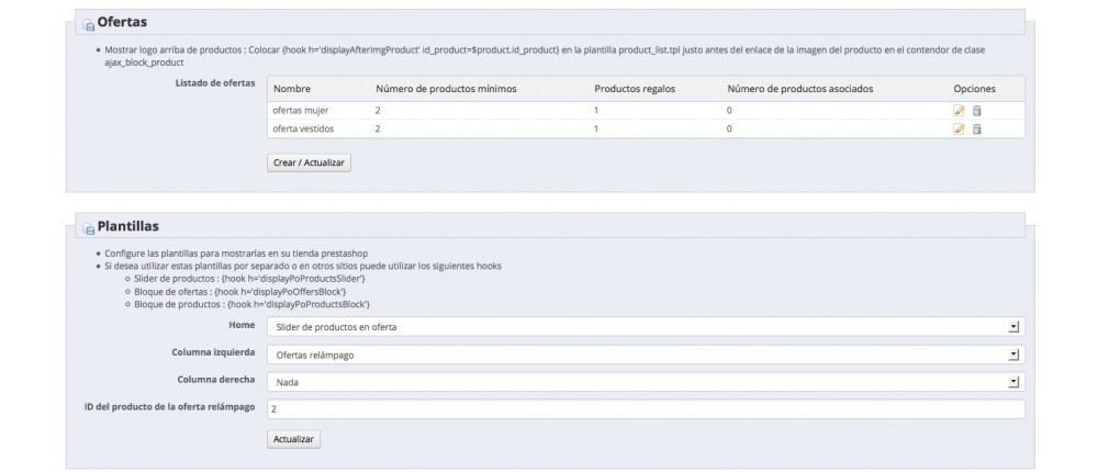 modulo prestashop Ofertas de productos NxM